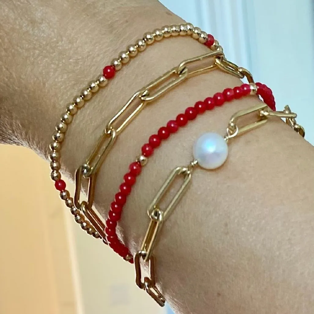 Gold Beads with Coral