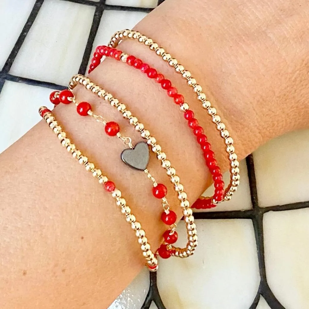 Gold Beads with Coral