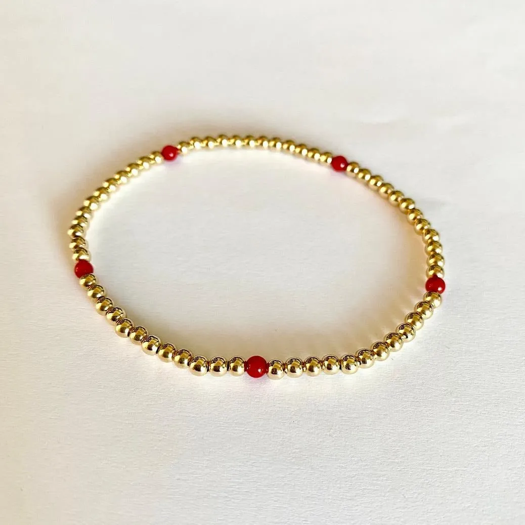 Gold Beads with Coral
