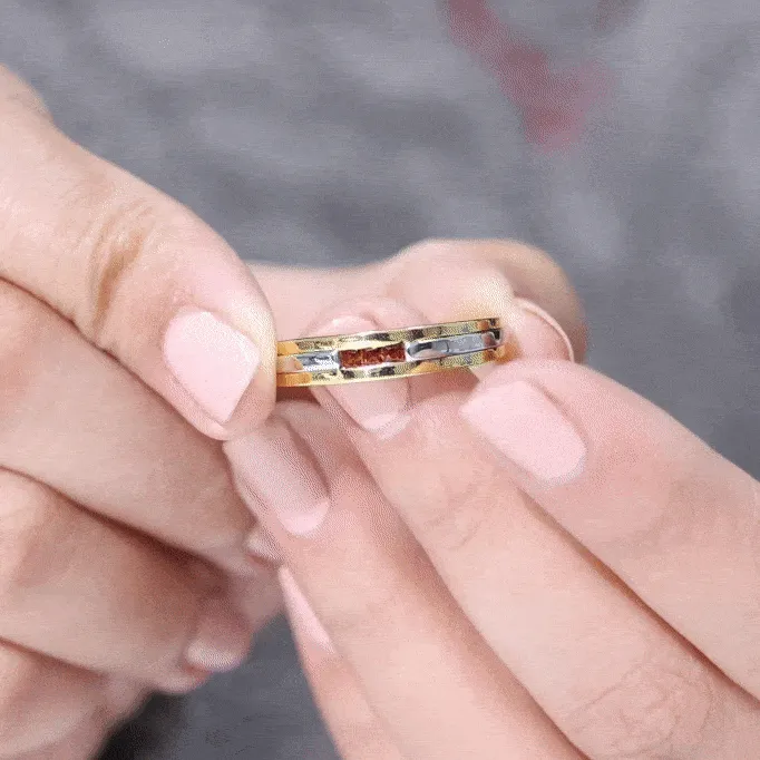 Gold Garnet Unisex Band Ring in Channel Setting