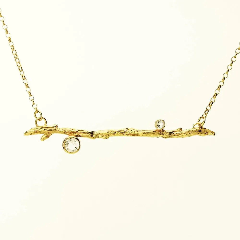 Gold Topaz Twig Necklace