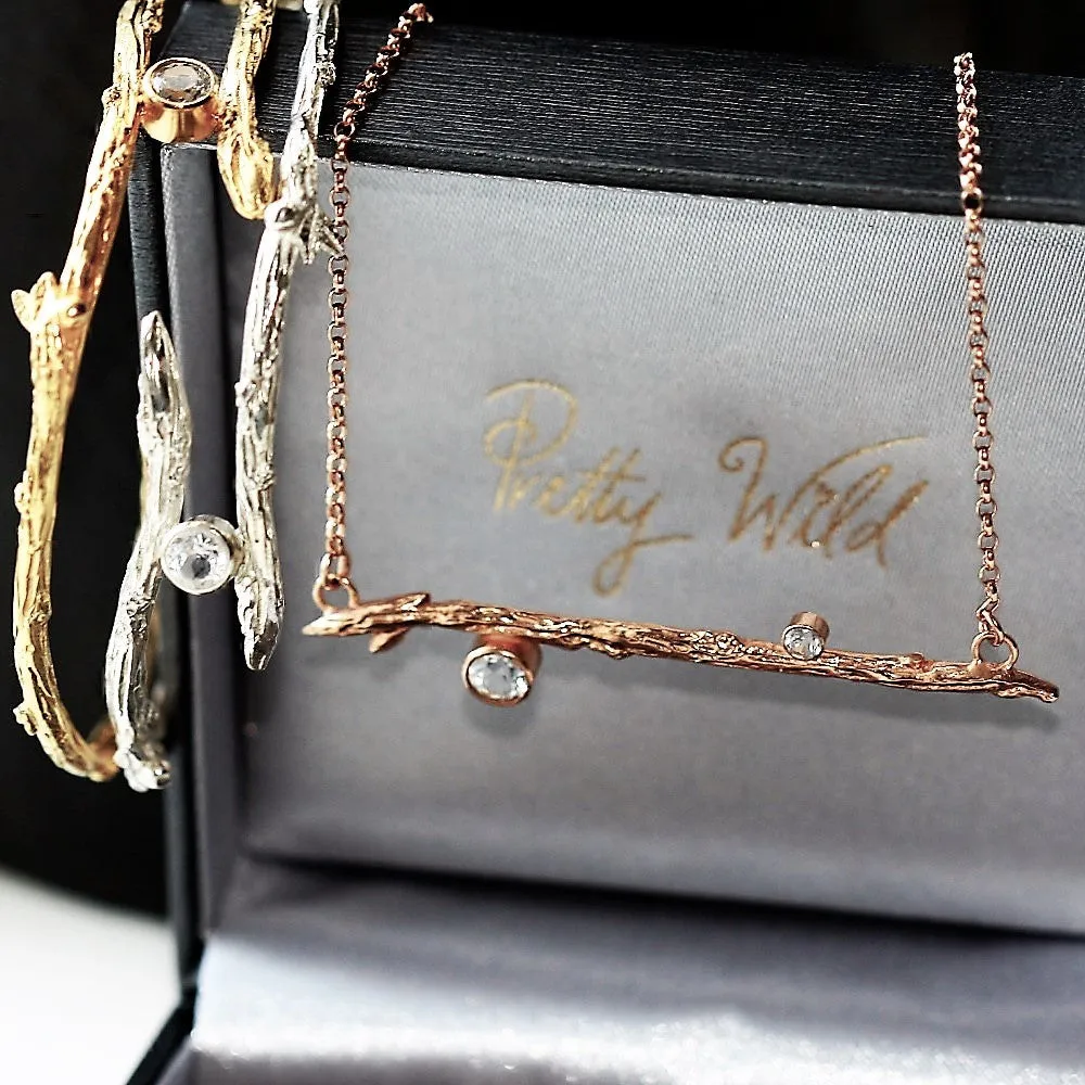 Gold Topaz Twig Necklace