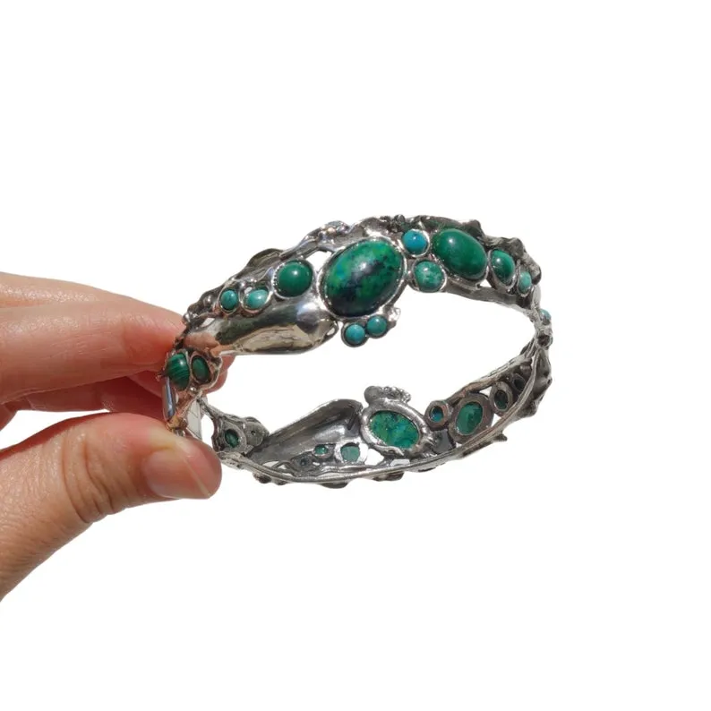 Gorgeous solid sterling silver and natural Eilat gemstones bracelet.