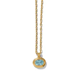 Greco Mini Necklace, Blue Topaz, Gold