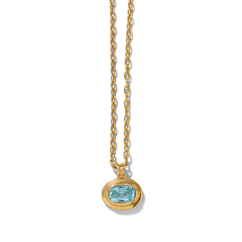Greco Mini Necklace, Blue Topaz, Gold
