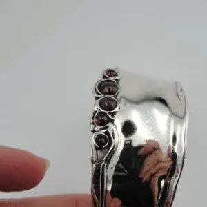 Hadar Designers Impressive Handmade Sterling Silver Garnet Cuff Bracelet