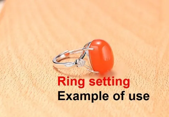 Halo Ring Setting Blank 11x15mm 925 Sterling Silver CZ Semi Mount for Oval Faceted Cabochon Stone 4 Prongs Adjustable Wholesale Available