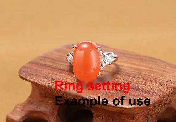 Halo Ring Setting Blank 11x15mm 925 Sterling Silver CZ Semi Mount for Oval Faceted Cabochon Stone 4 Prongs Adjustable Wholesale Available