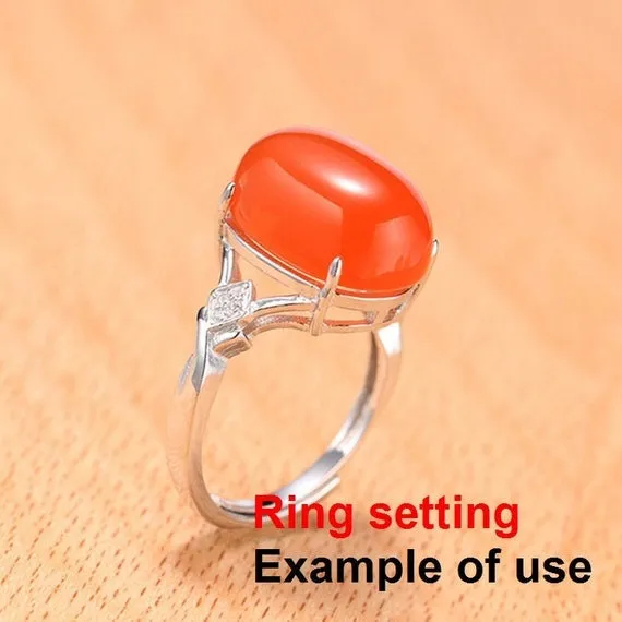 Halo Ring Setting Blank 11x15mm 925 Sterling Silver CZ Semi Mount for Oval Faceted Cabochon Stone 4 Prongs Adjustable Wholesale Available