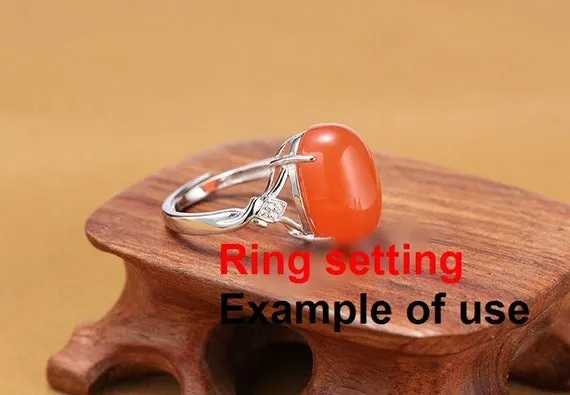 Halo Ring Setting Blank 11x15mm 925 Sterling Silver CZ Semi Mount for Oval Faceted Cabochon Stone 4 Prongs Adjustable Wholesale Available