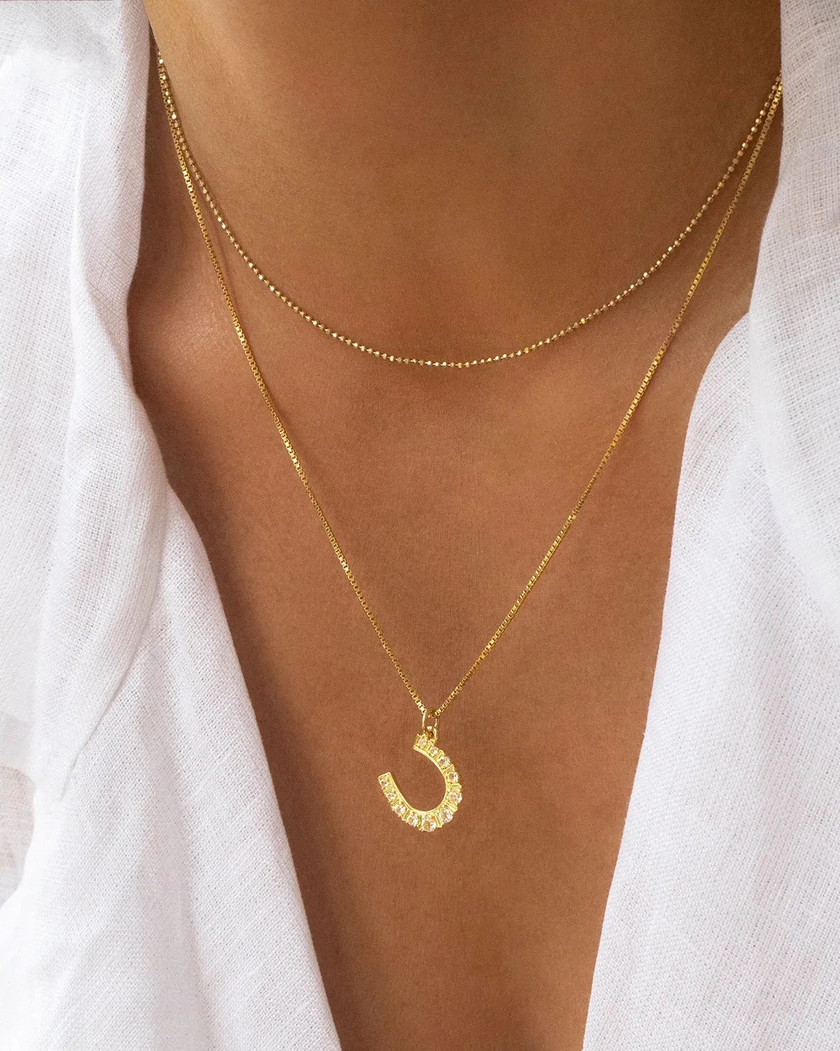 Horseshoe Necklace | White Topaz