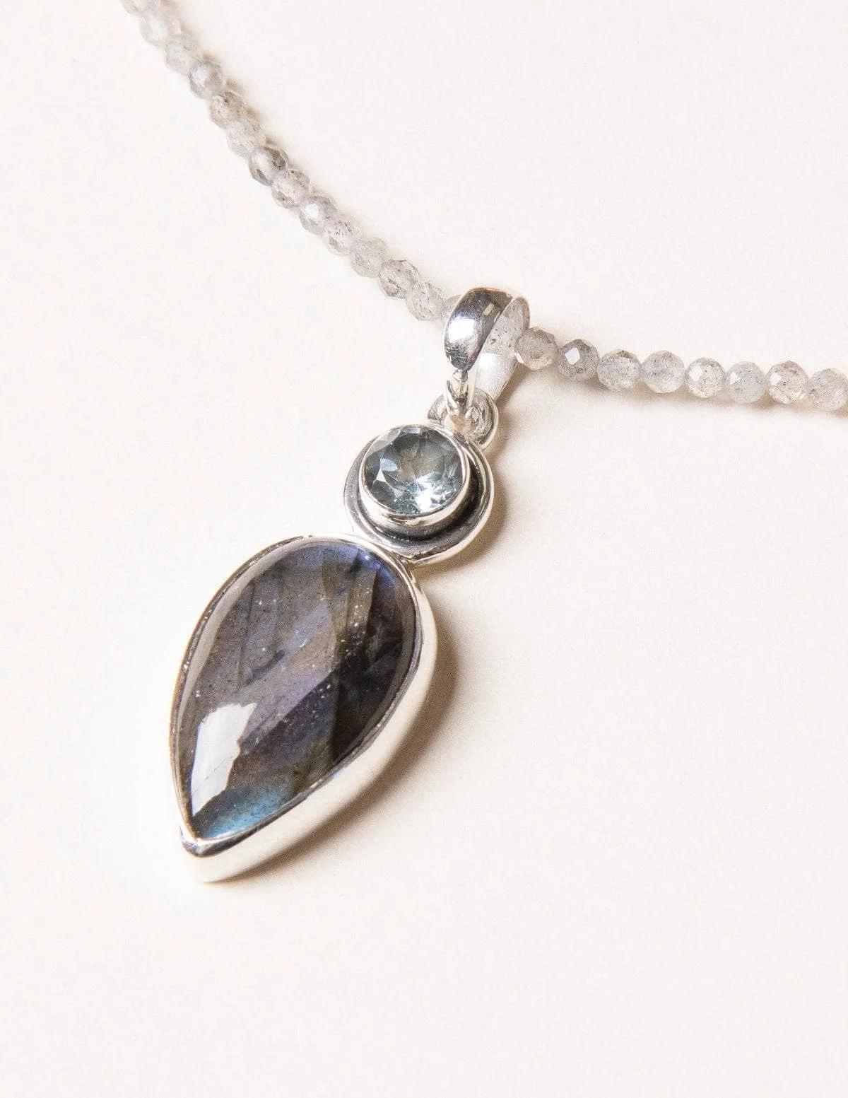 Labradorite and and Blue Topaz Beaded Necklace - One of a Kind