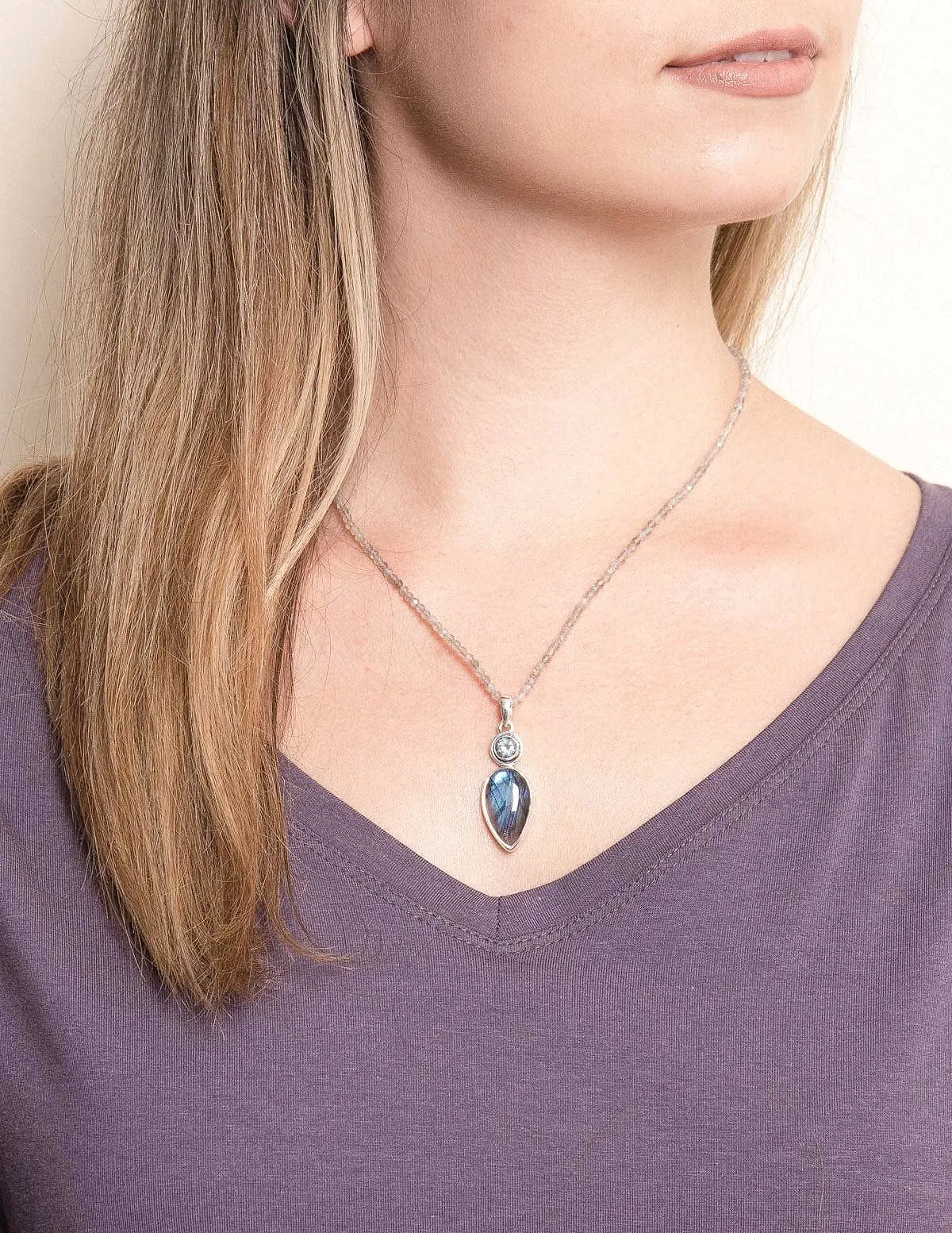 Labradorite and and Blue Topaz Beaded Necklace - One of a Kind