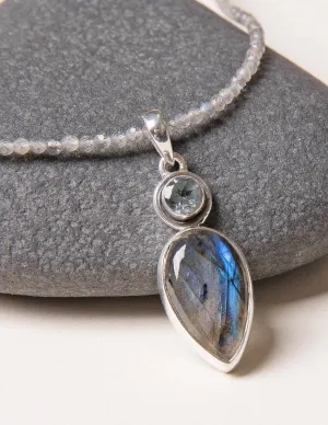 Labradorite and and Blue Topaz Beaded Necklace - One of a Kind