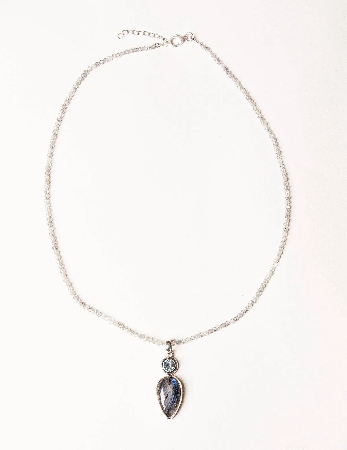 Labradorite and and Blue Topaz Beaded Necklace - One of a Kind