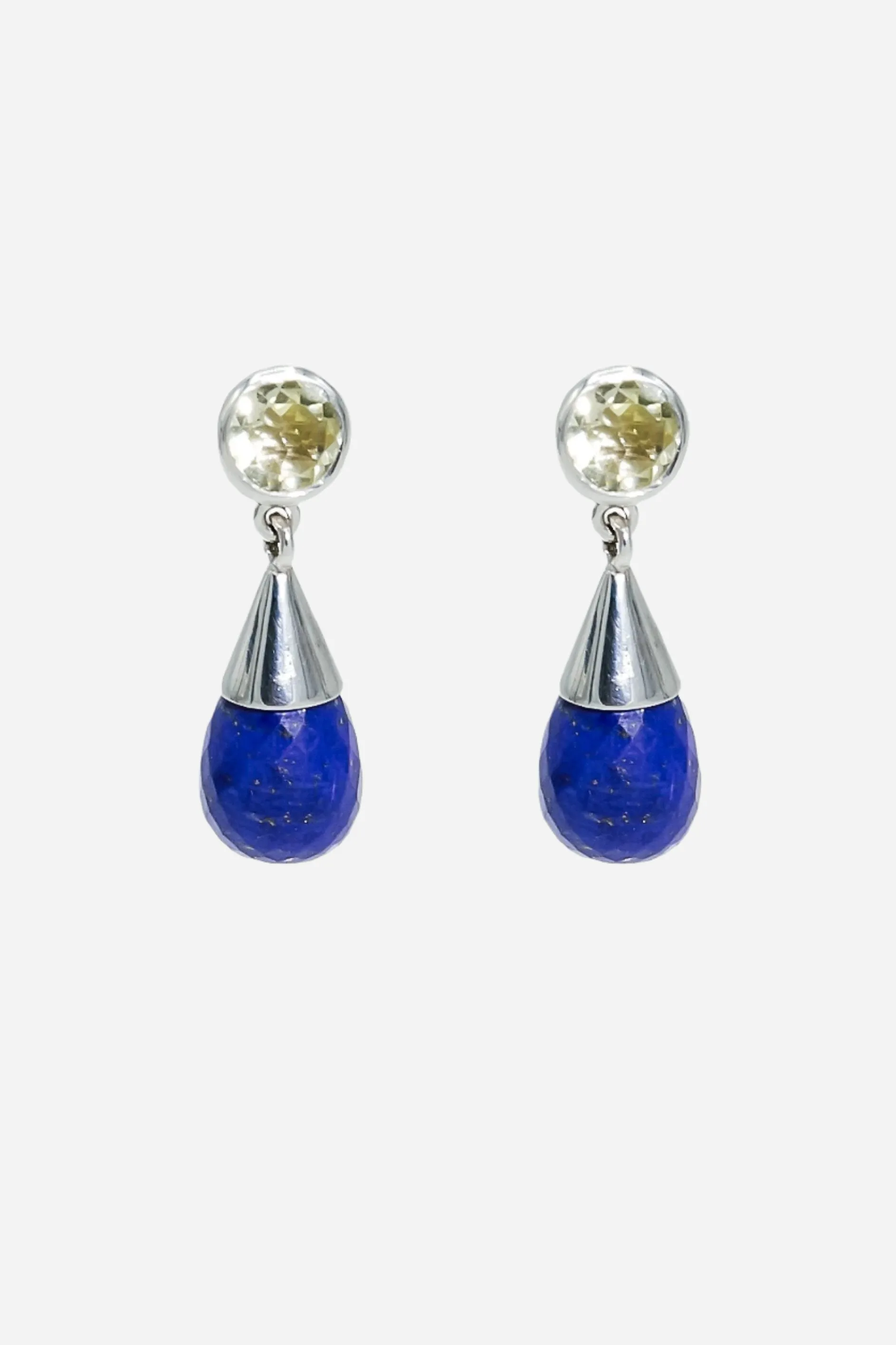 Lapis Lazuli & Lemon Topaz Silver Drop Earrings