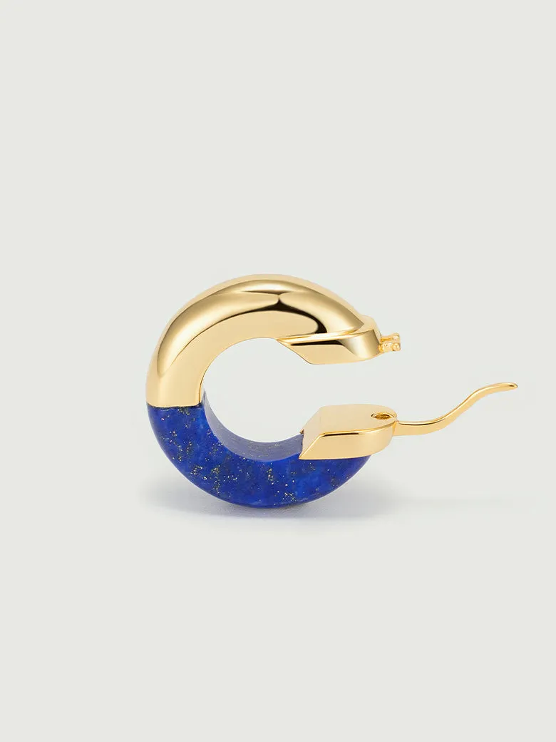 Lazurite Two-Tone Hoop Earrings