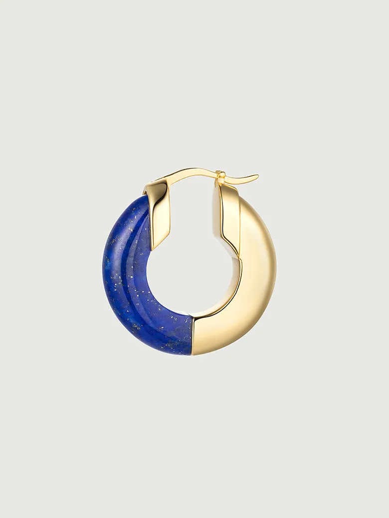 Lazurite Two-Tone Hoop Earrings