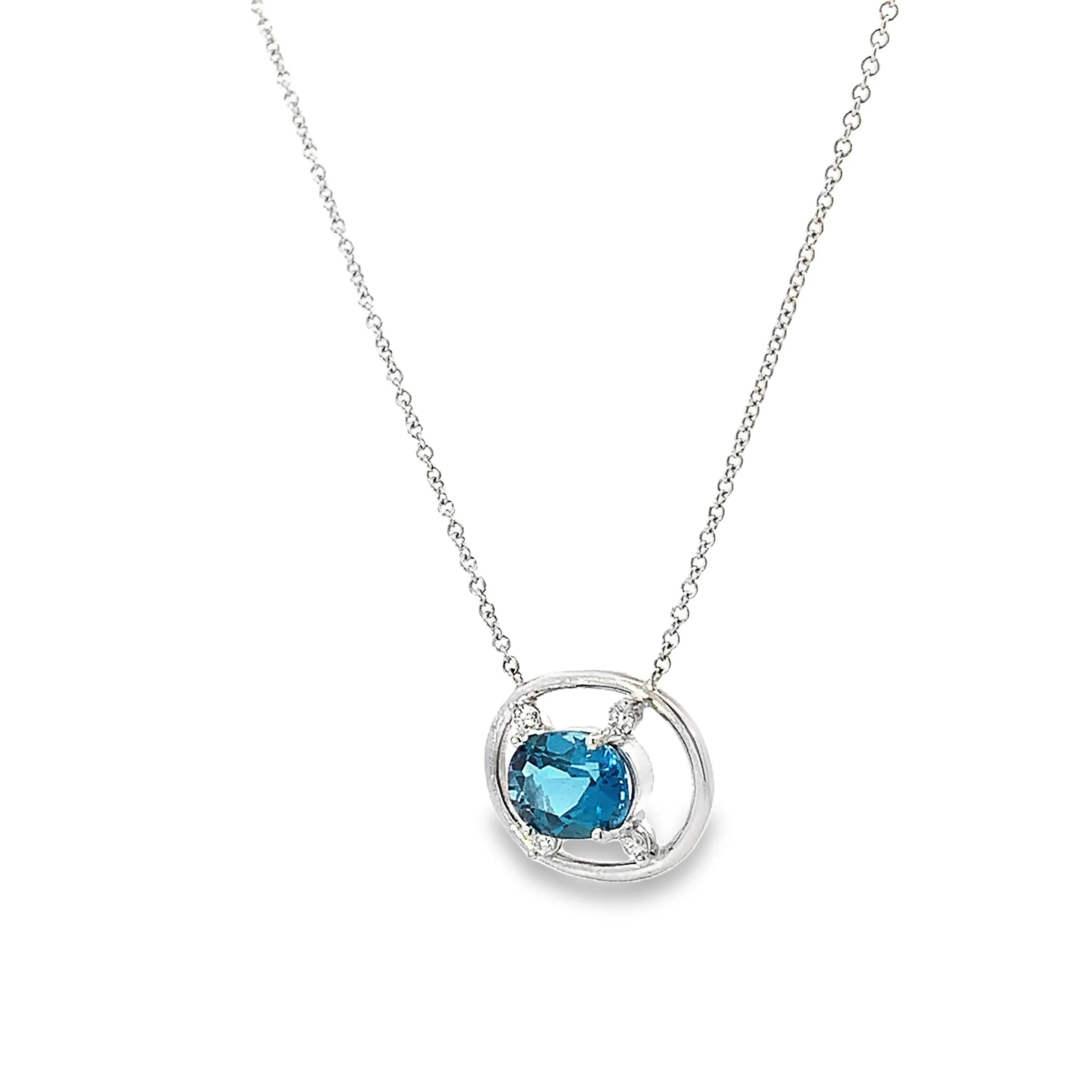 London Blue Topaz Diamond Accent Necklace - made to order