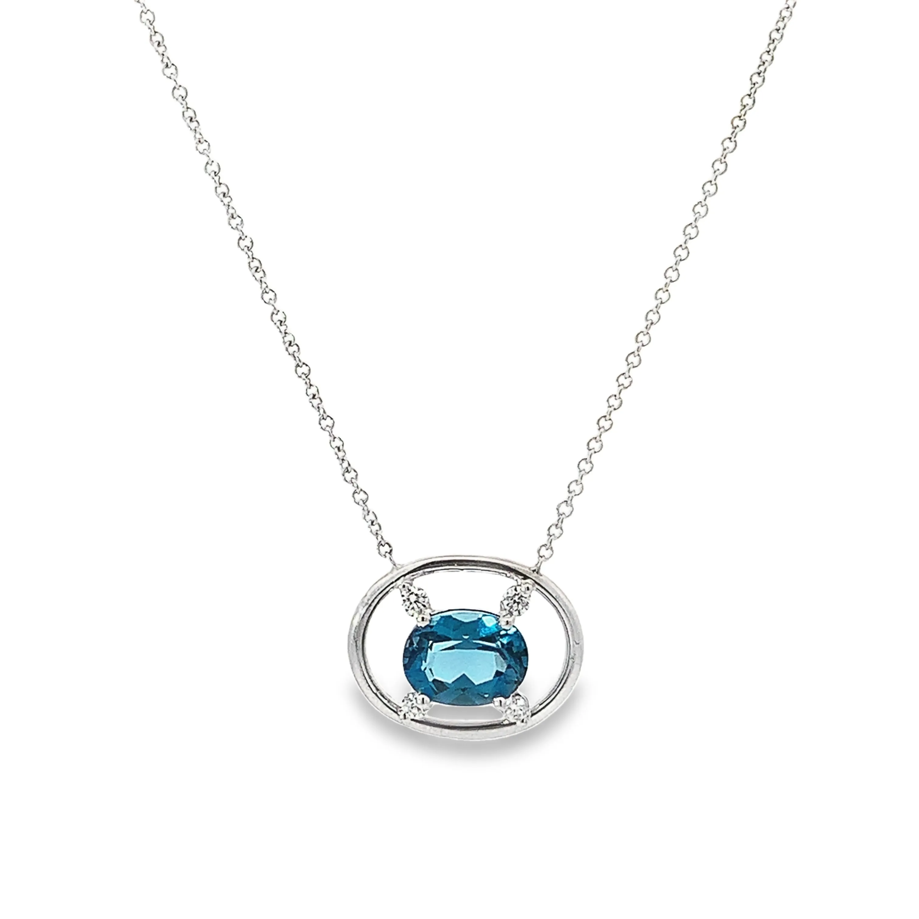 London Blue Topaz Diamond Accent Necklace - made to order