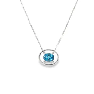 London Blue Topaz Diamond Accent Necklace - made to order