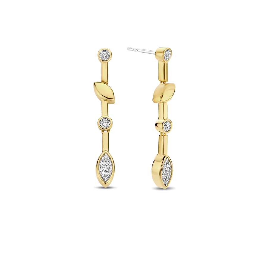 Milano Vintage Leaf Drop Earrings - Gold - 7988ZY