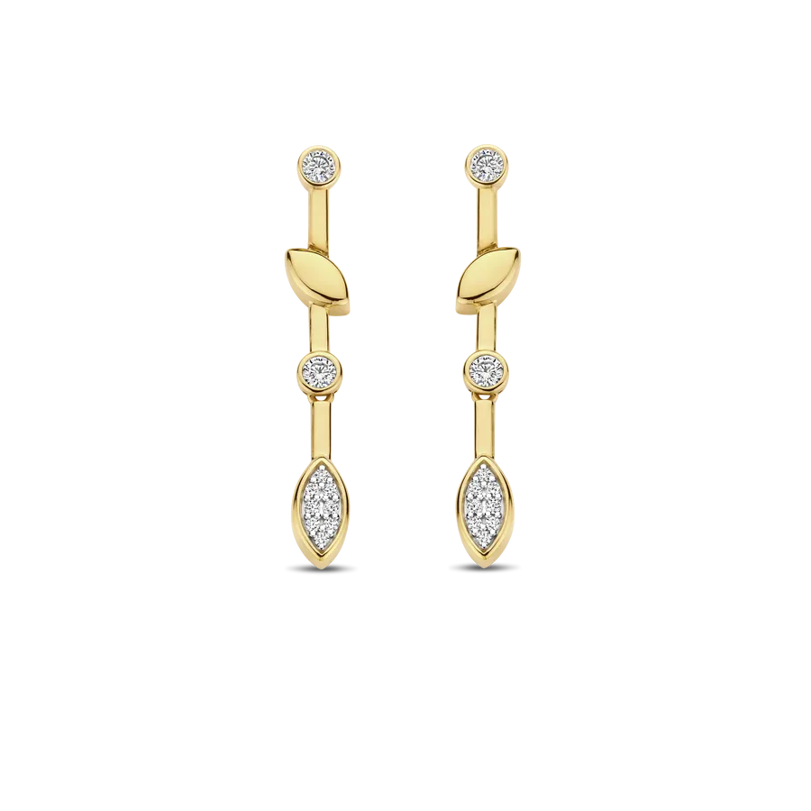Milano Vintage Leaf Drop Earrings - Gold - 7988ZY