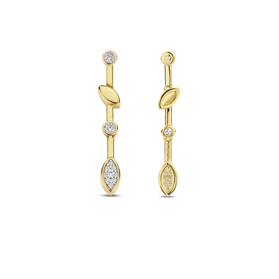 Milano Vintage Leaf Drop Earrings - Gold - 7988ZY
