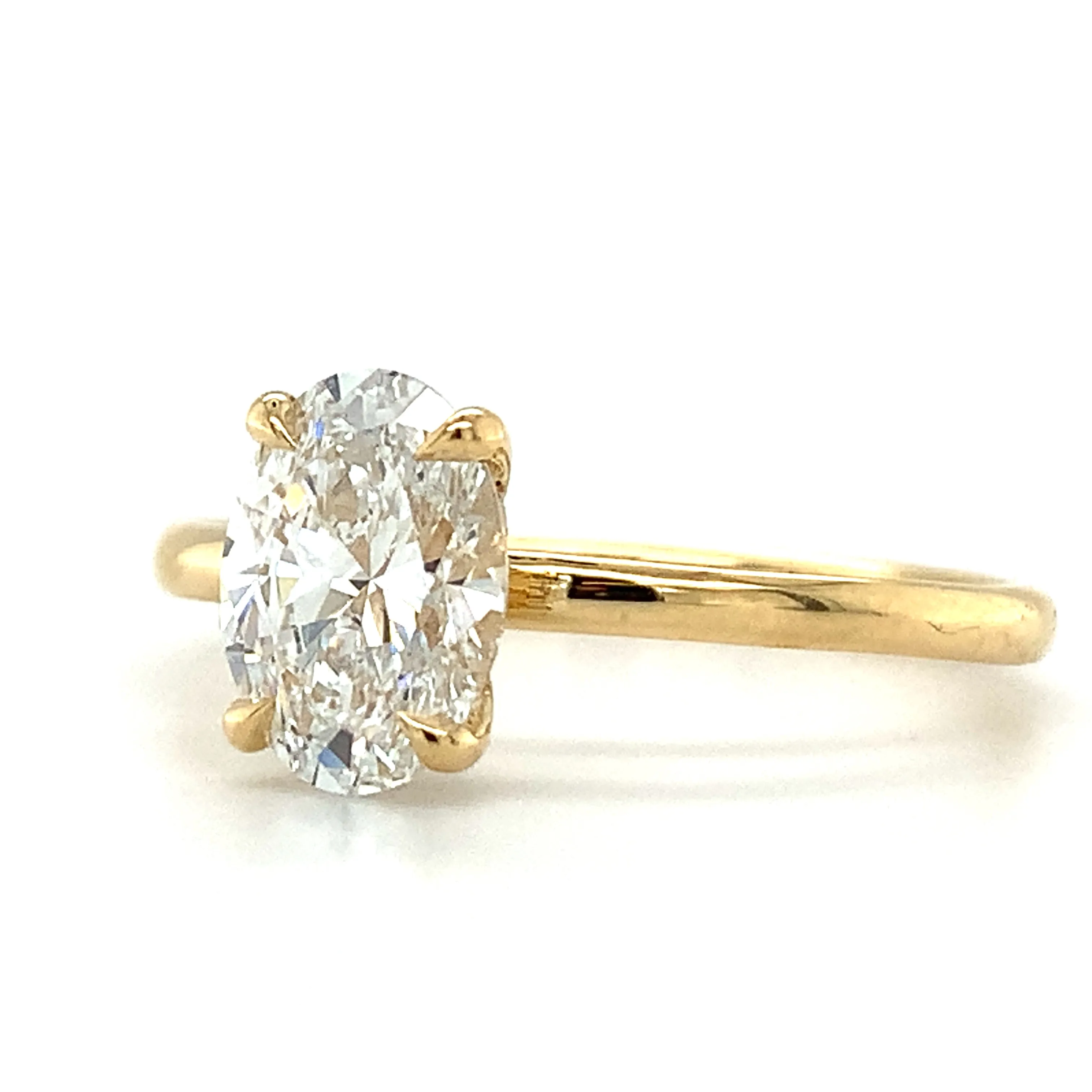 Millie - 18ct Yellow Gold 1.10ct Laboratory Grown Oval Solitaire Engagement Ring with Hidden Halo