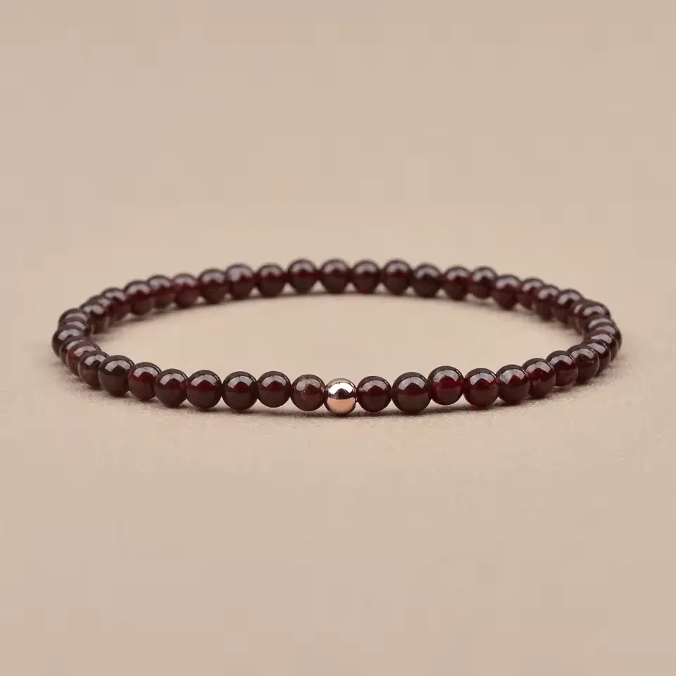 Natural Garnet Beaded Bracelet