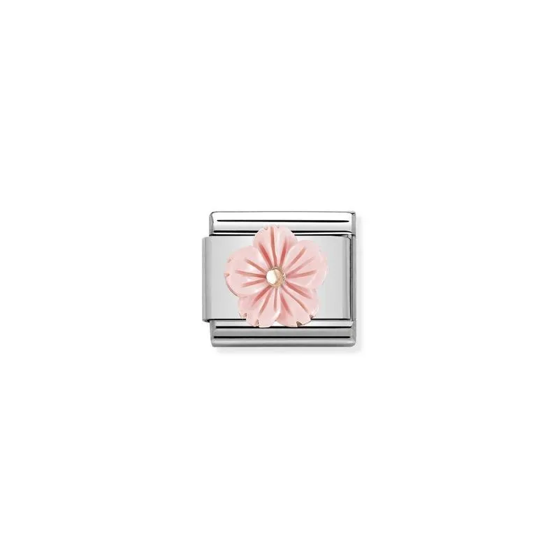 Nomination Composable Link Pink Flower, Coral Stone, 9K Rose Gold