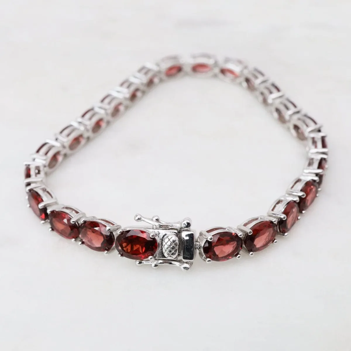 Oval Garnet Tennis Bracelet