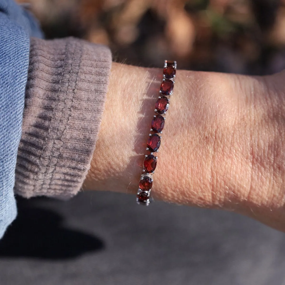 Oval Garnet Tennis Bracelet