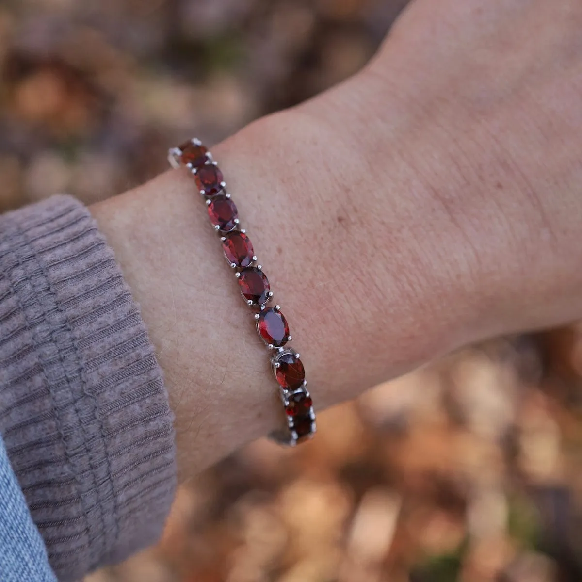 Oval Garnet Tennis Bracelet