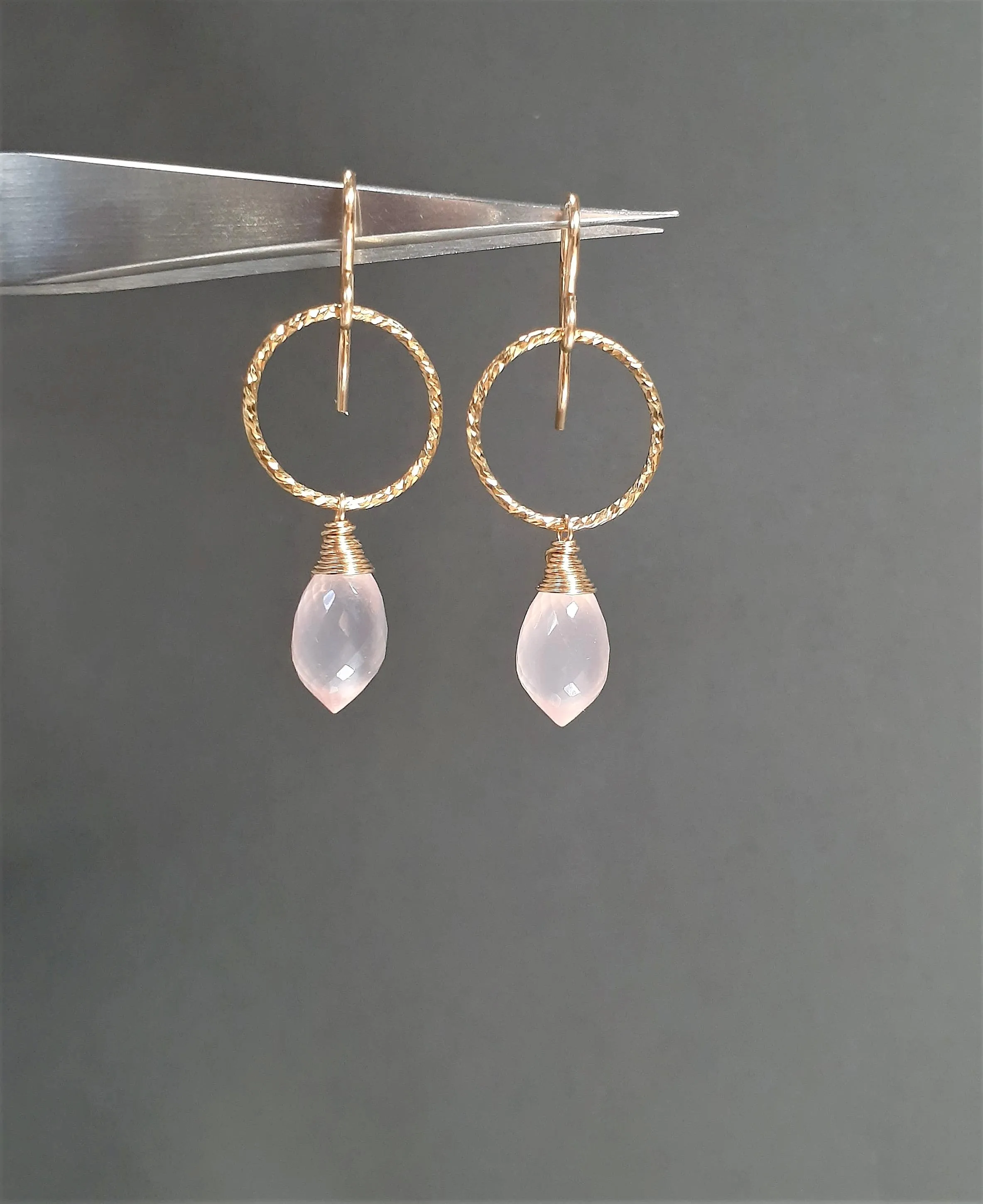Pink Chalcedony Hoop Earrings - Worn on Gina Rodriguez