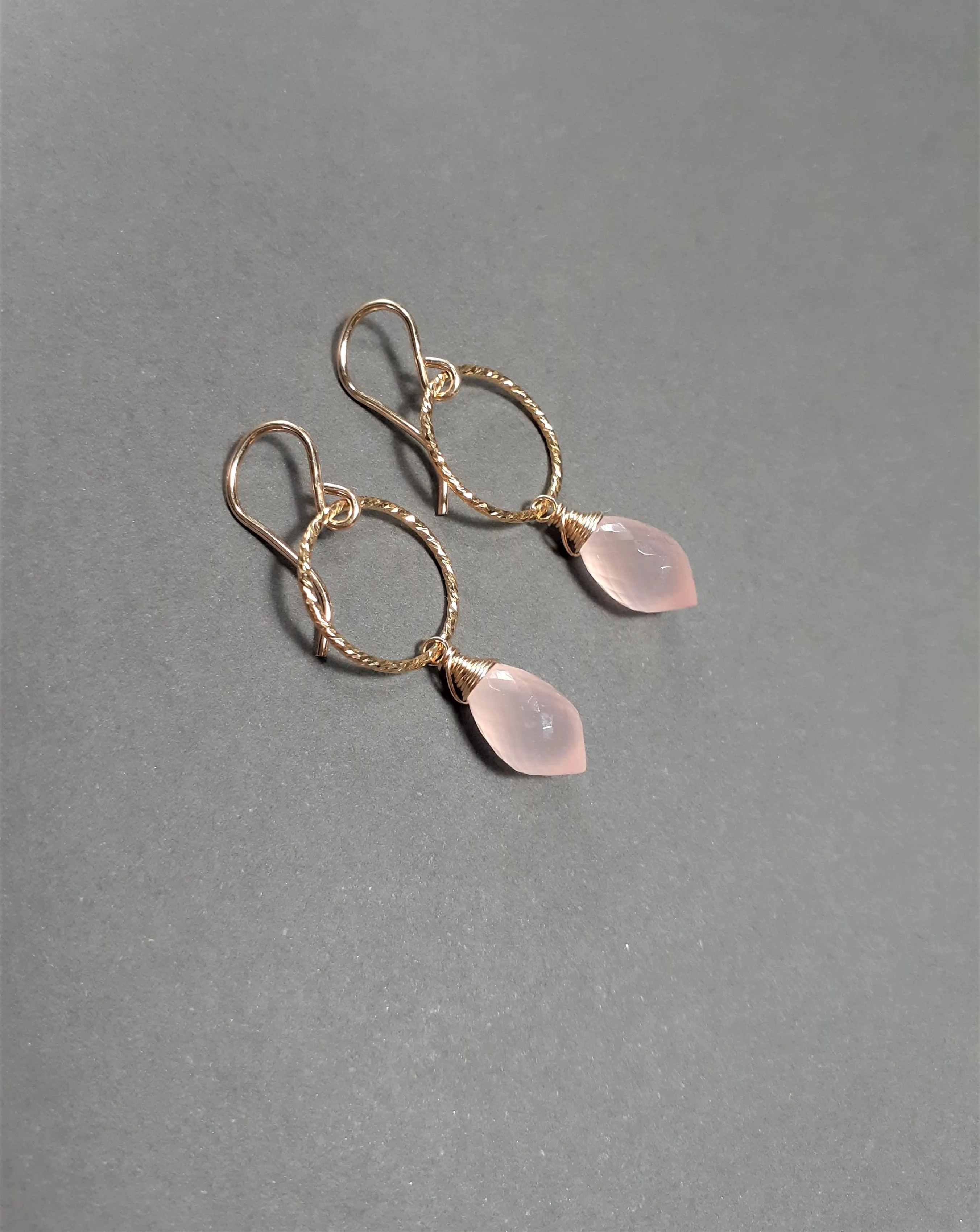 Pink Chalcedony Hoop Earrings - Worn on Gina Rodriguez