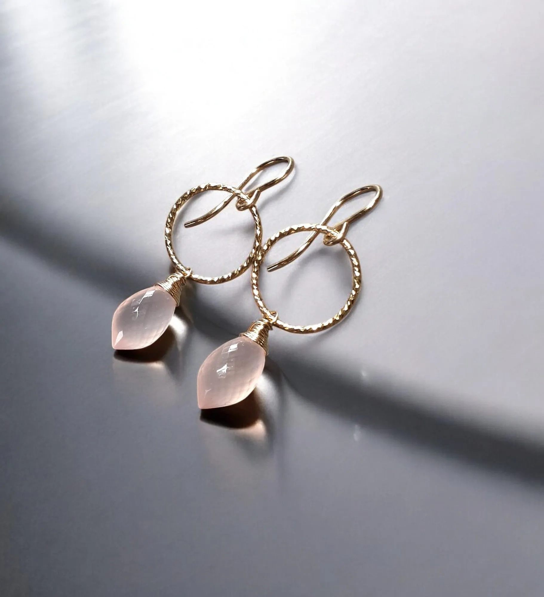 Pink Chalcedony Hoop Earrings - Worn on Gina Rodriguez