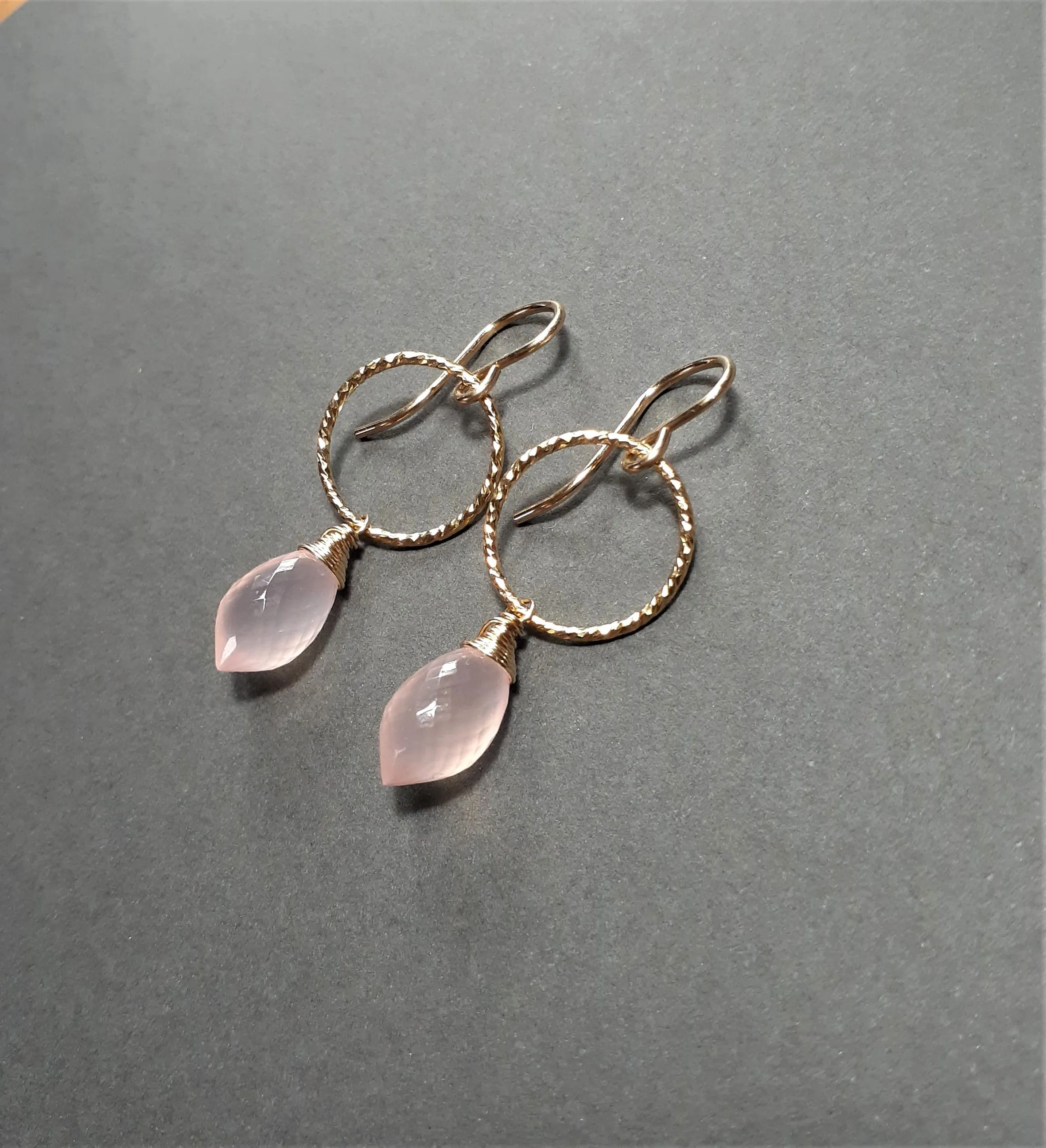 Pink Chalcedony Hoop Earrings - Worn on Gina Rodriguez