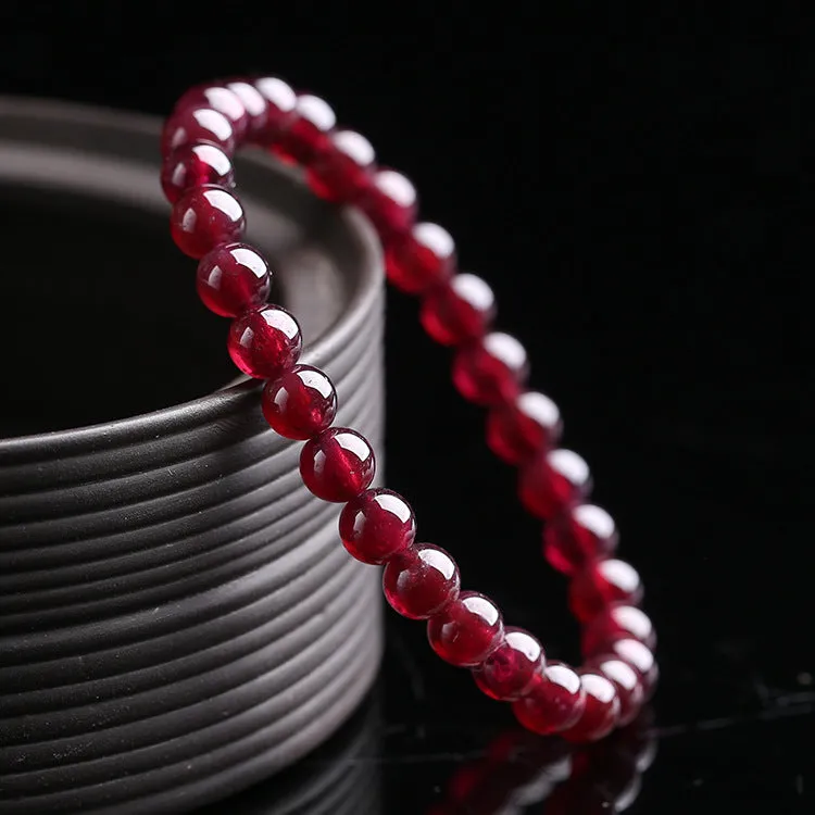 Red Garnet Stone Bead Bracelet