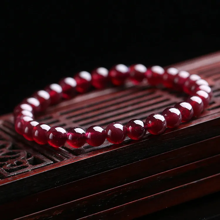 Red Garnet Stone Bead Bracelet