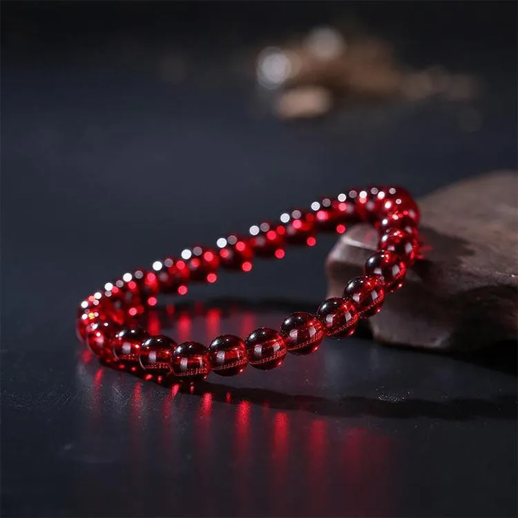 Red Garnet Stone Bead Bracelet