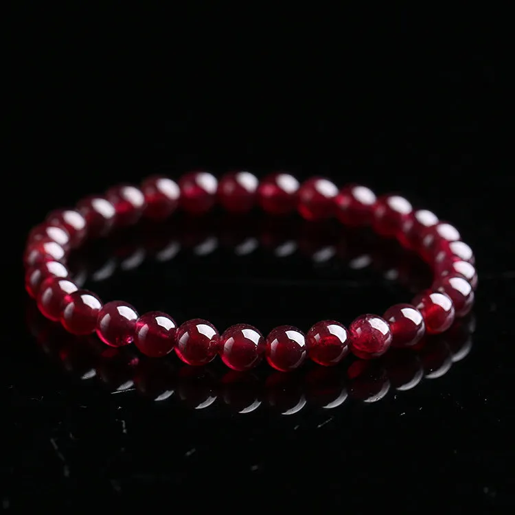 Red Garnet Stone Bead Bracelet