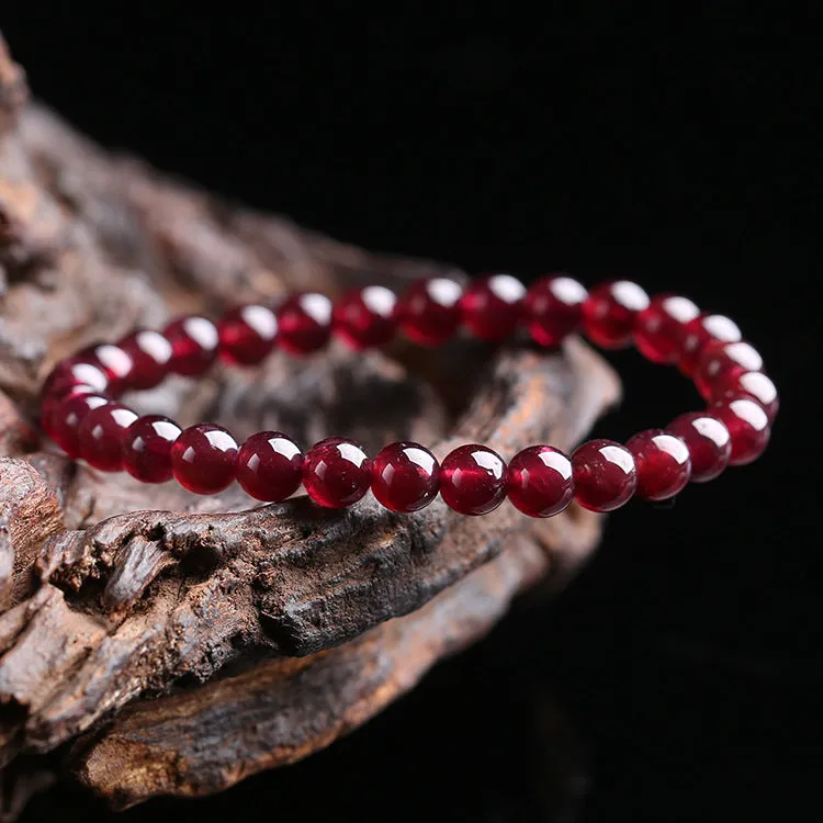 Red Garnet Stone Bead Bracelet