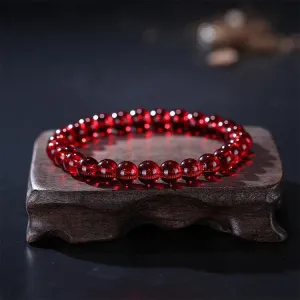 Red Garnet Stone Bead Bracelet