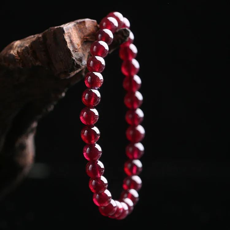 Red Garnet Stone Bead Bracelet