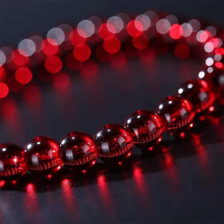 Red Garnet Stone Bead Bracelet