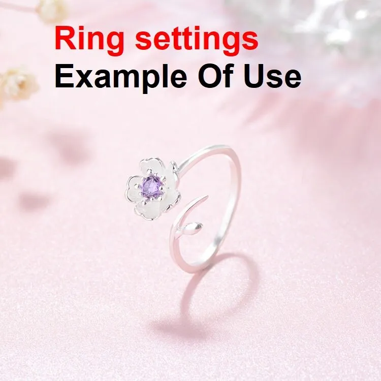 Ring Setting Blank 4mm 1pc 925 Sterling Silver Adjustable CZ Semi Mount for 1 Flower Round Shape Faceted Stone 5 Prongs Wholesale Available