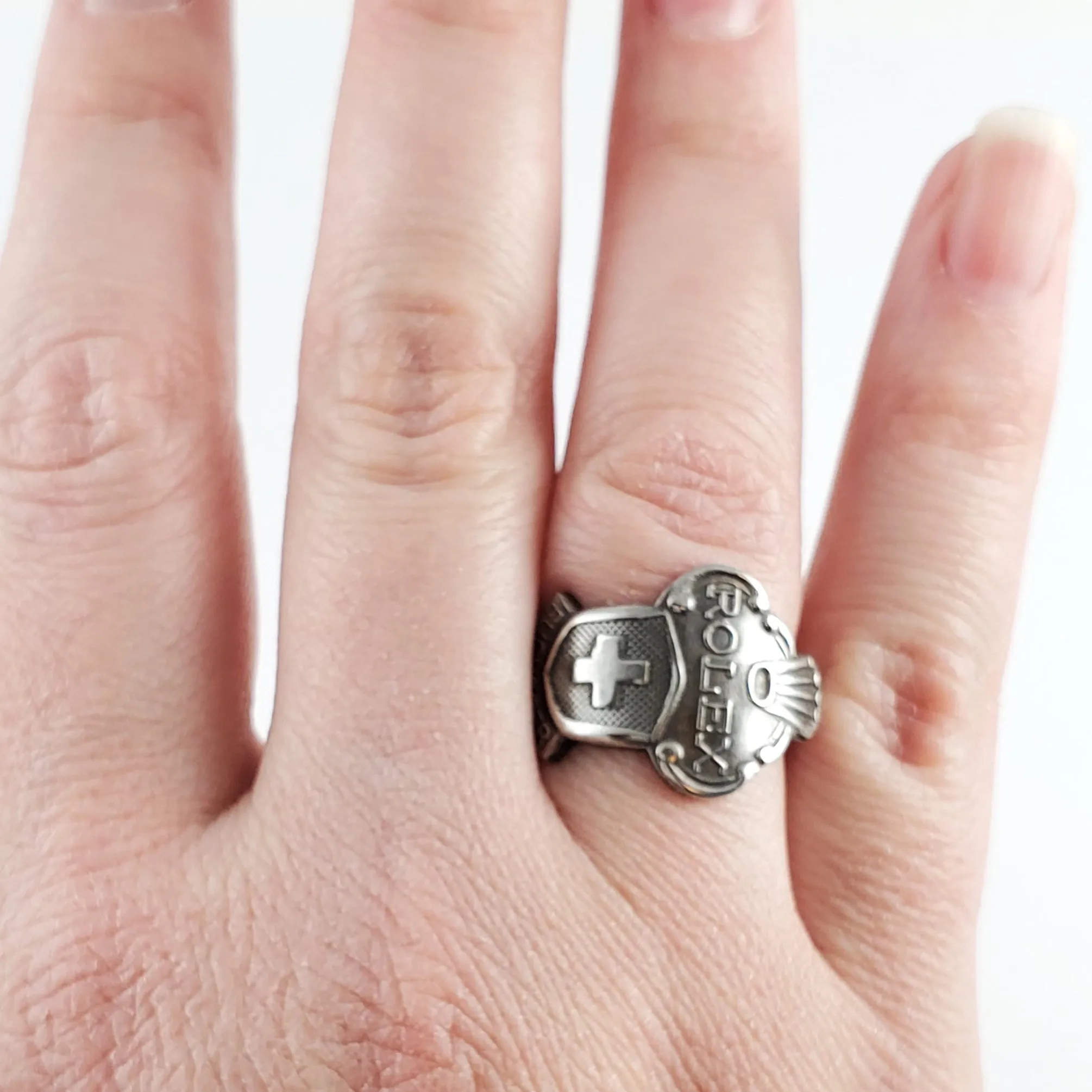 Rolex Swiss Cross Zermatt Stainless Steel Spoon Ring