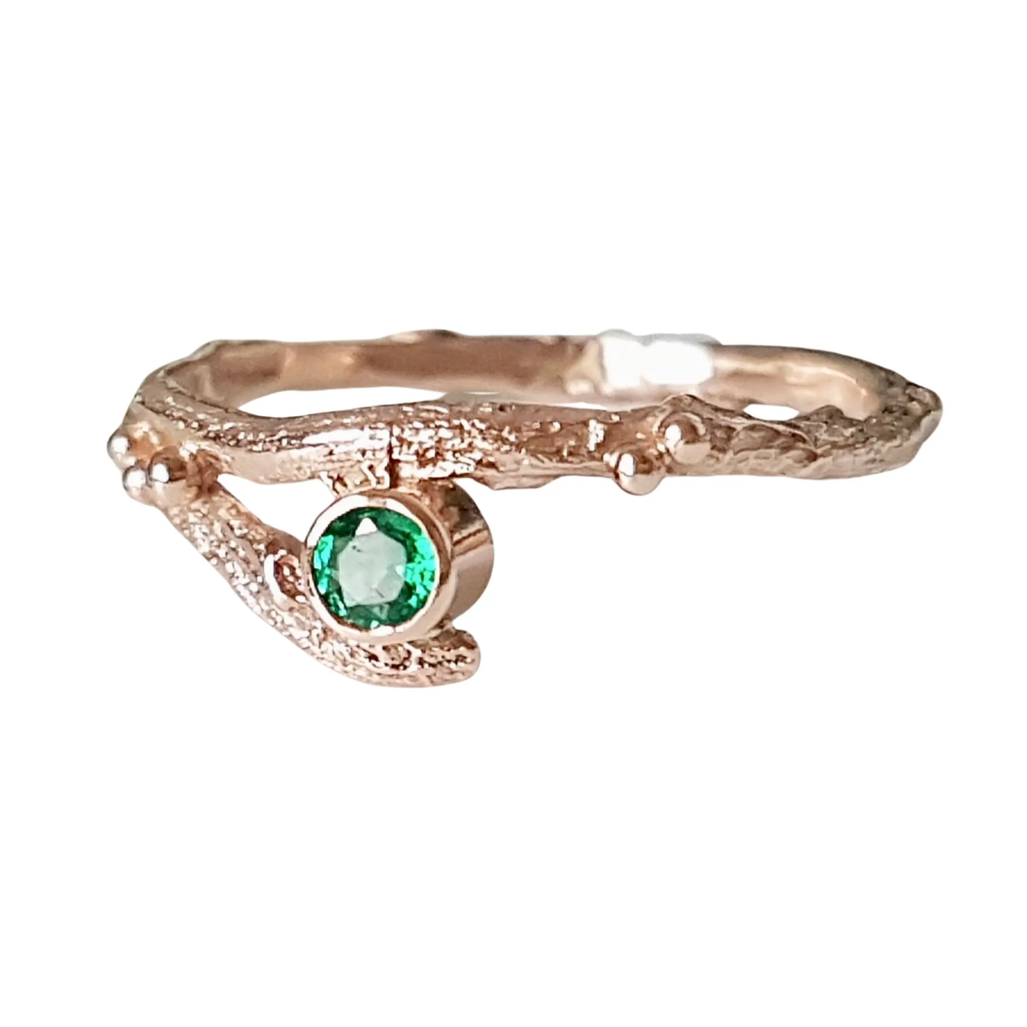 Rose Gold and Emerald Engagement Ring set