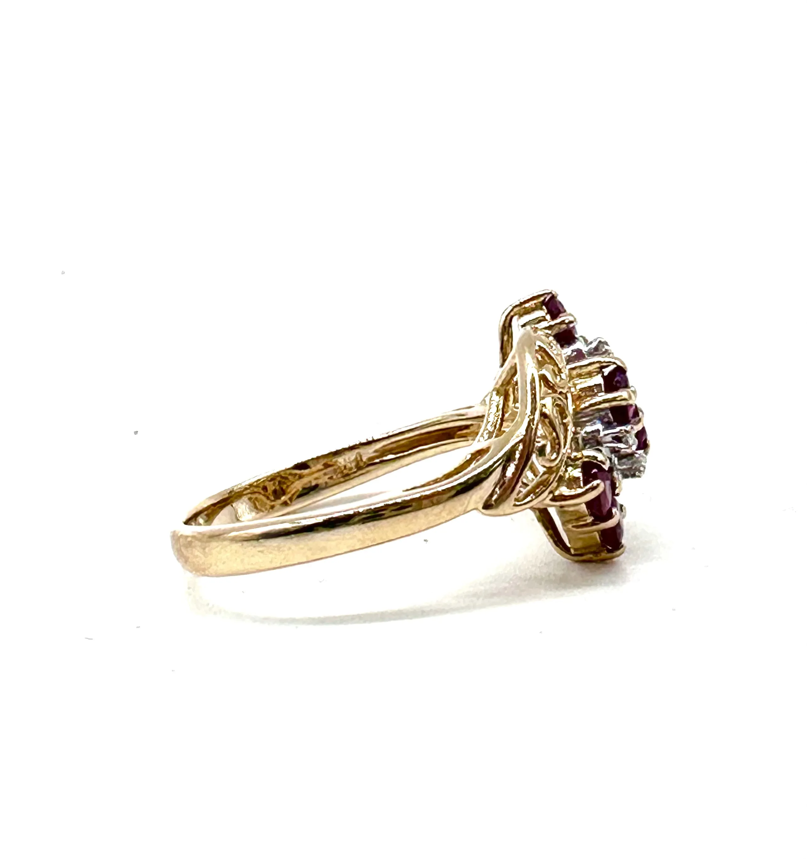 Ruby and Diamond bypass ring